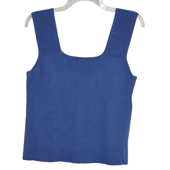 Joseph A Knit Tank Top Stretch Sleeveless Faux Buttons Blue XL Square Neck VTG - Picture 4 of 7